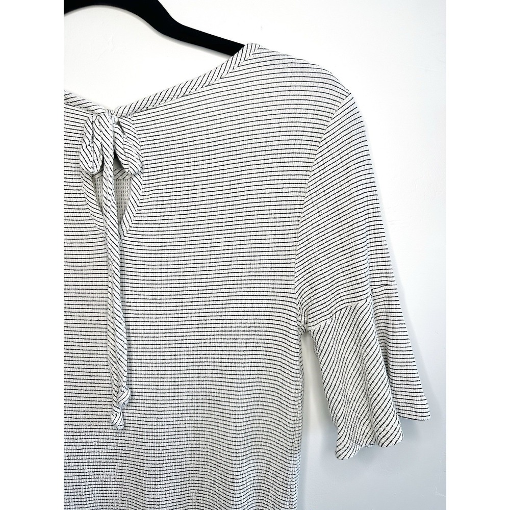 LC Lauren Conrad Striped Twist-Front Ruffle Sleeve Top XS Oversized Boho Career - Picture 8 of 16